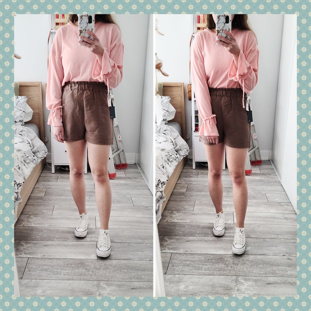 Topshop Pink Tie‎ Sleeve Sweater